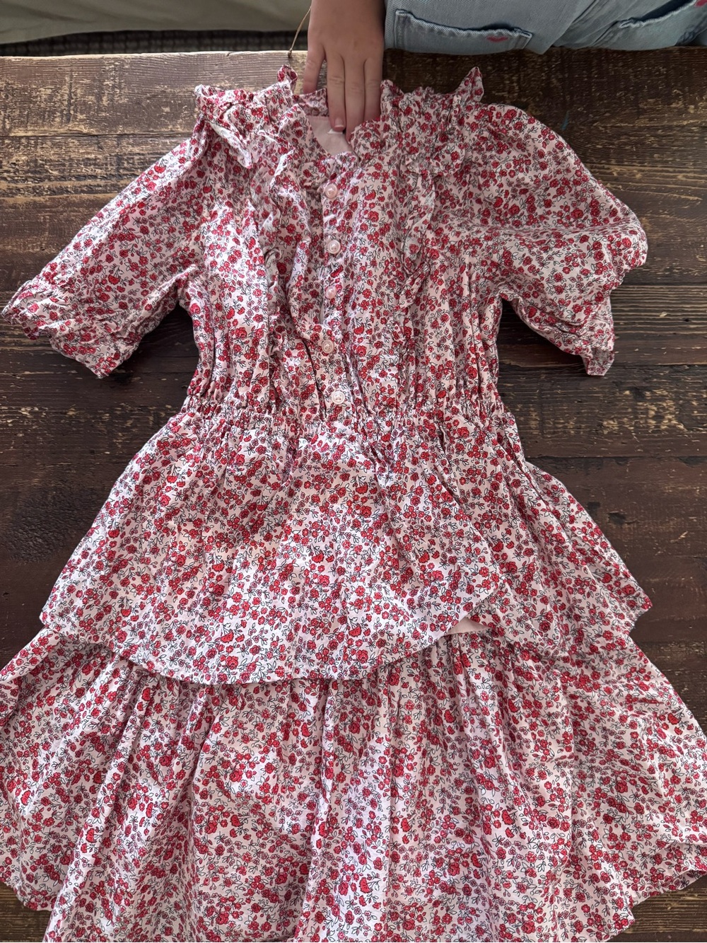 Janie and Jack White Dress with Red Floral Print
